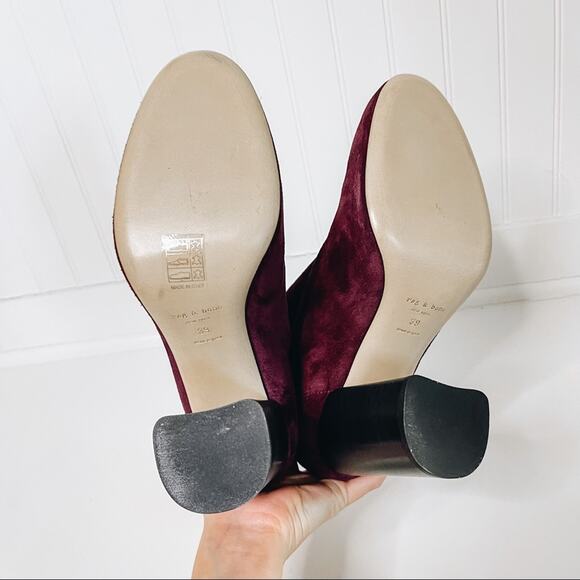 Rag & Bone Agnes Velvet Suede Chelsea Booties in Red $575 - Picture 6 of 8